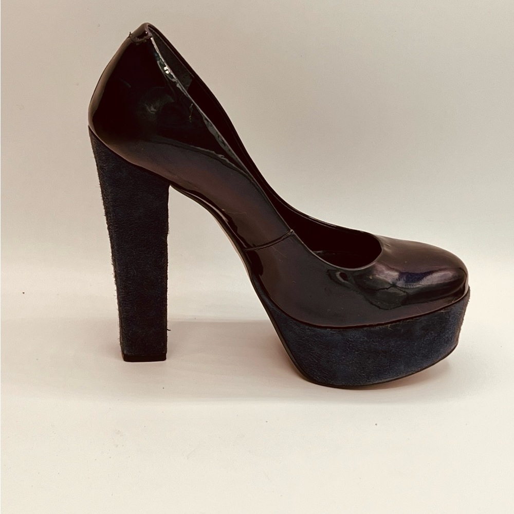 CARVELA Patent Leather/Suede 5”/2” Platform Heels In Navy 37/7 - Picture 4 of 8